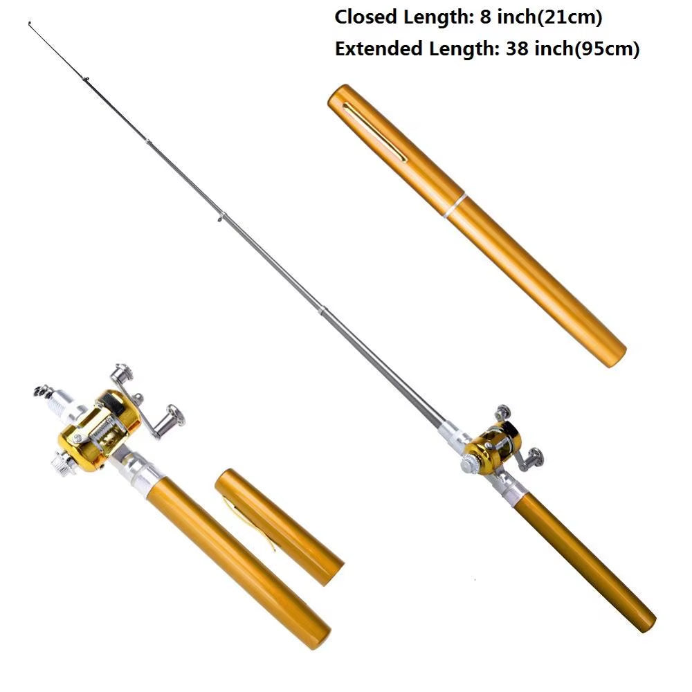 Portable Telescopic Fishing Rod Pen Set - Lightweight Pocket Fishing Pole with Reel Wheel | Compact Mini Fishing Tackle for Travel, Camping & Outdoor Fishing