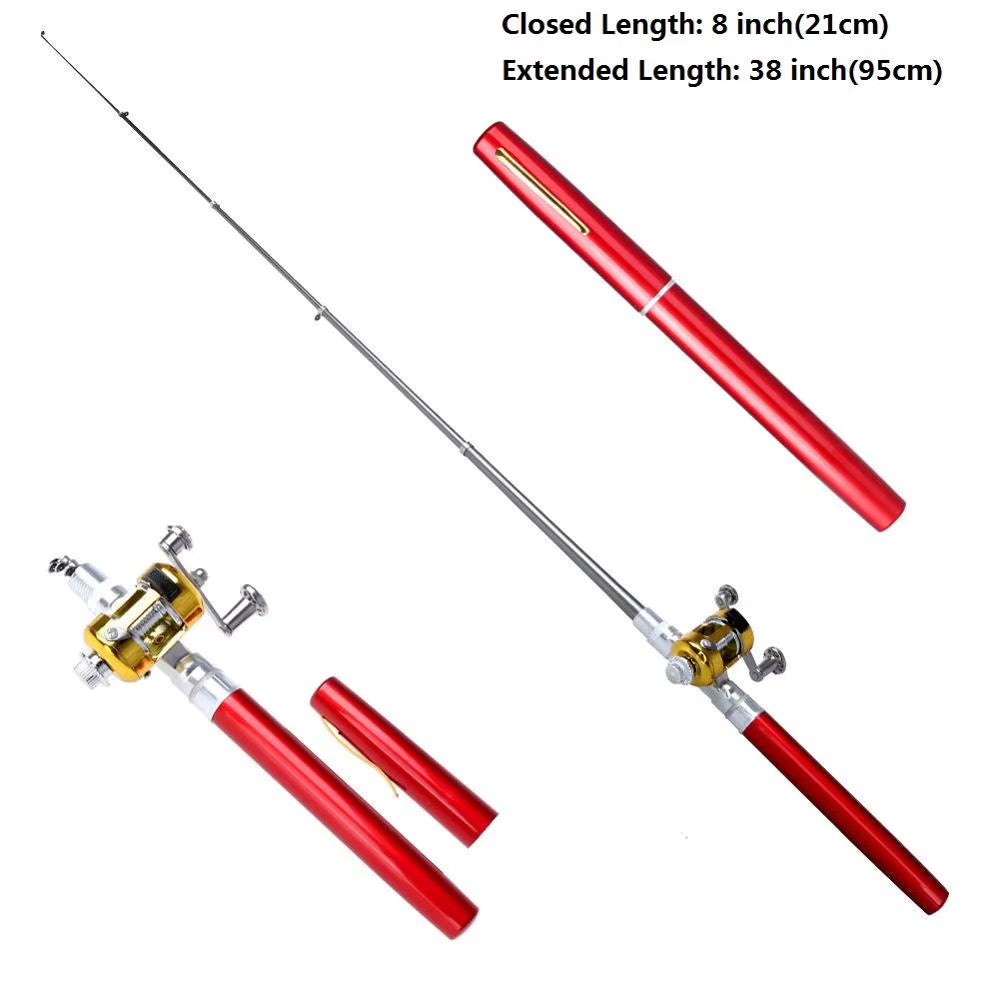 Portable Telescopic Fishing Rod Pen Set - Lightweight Pocket Fishing Pole with Reel Wheel | Compact Mini Fishing Tackle for Travel, Camping & Outdoor Fishing