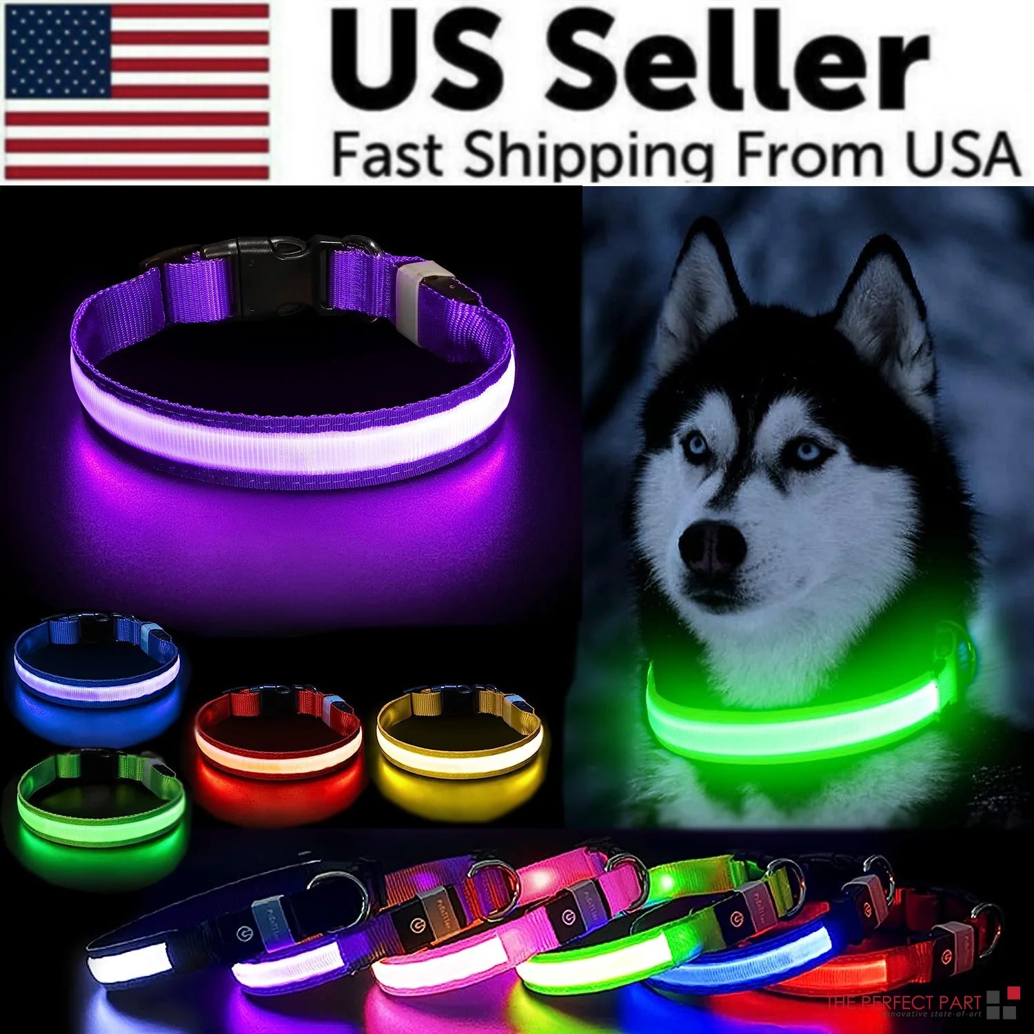 Waterproof LED Dog Collar – Adjustable Blinking Glow Light for Pet Safety and Night Visibility