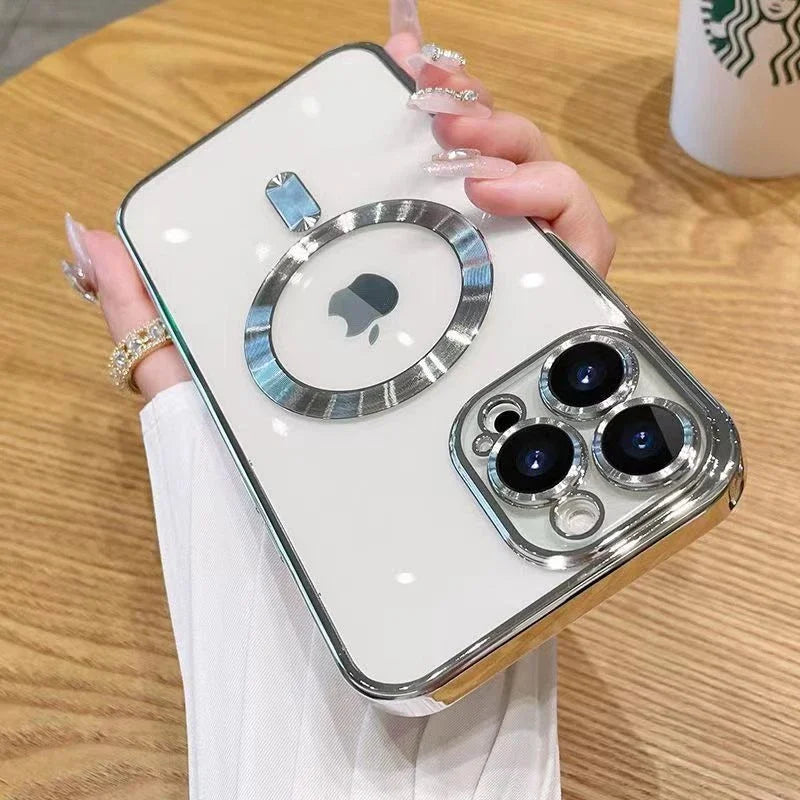 Elite Transparent MagSafe Wireless Charging Case for iPhone 11–17 Series – Luxury Magnetic Air Cushion Bumper