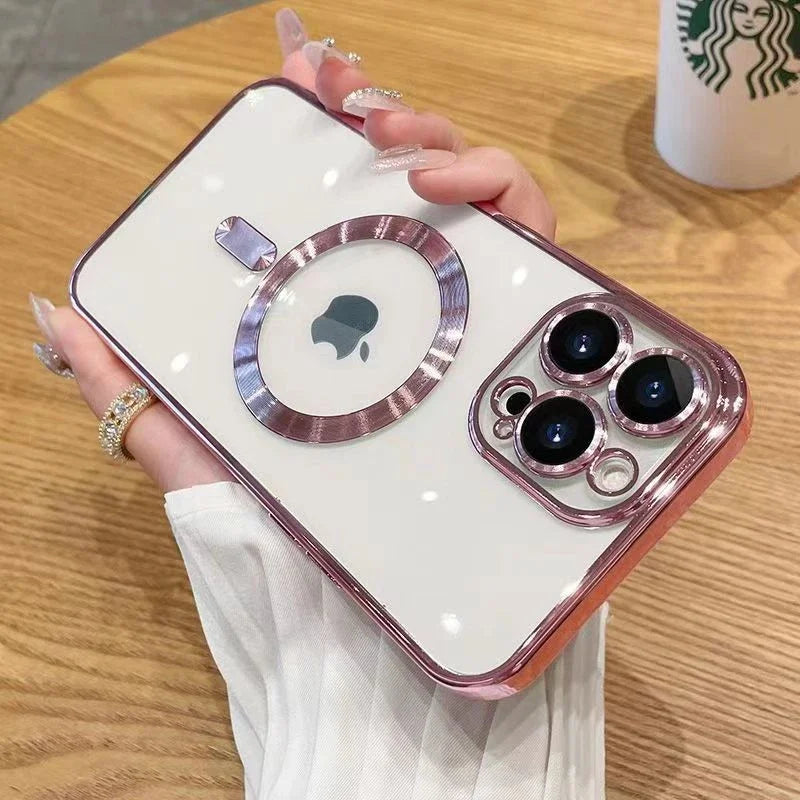 Elite Transparent MagSafe Wireless Charging Case for iPhone 11–17 Series – Luxury Magnetic Air Cushion Bumper