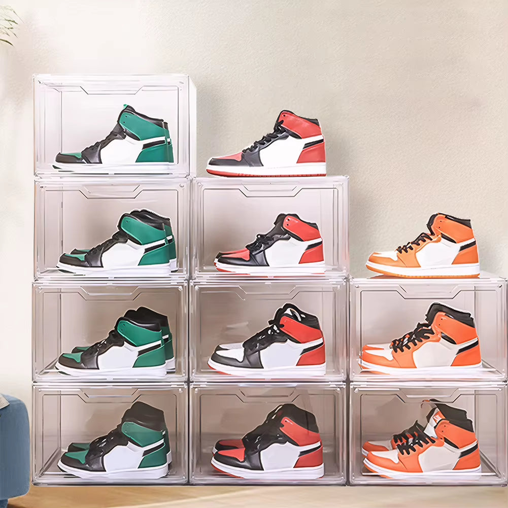 Acrylic Transparent Shoe Box | Stackable Clear Sneaker Display Case | Plastic Shoe Organizer for Home & Closet Storage
