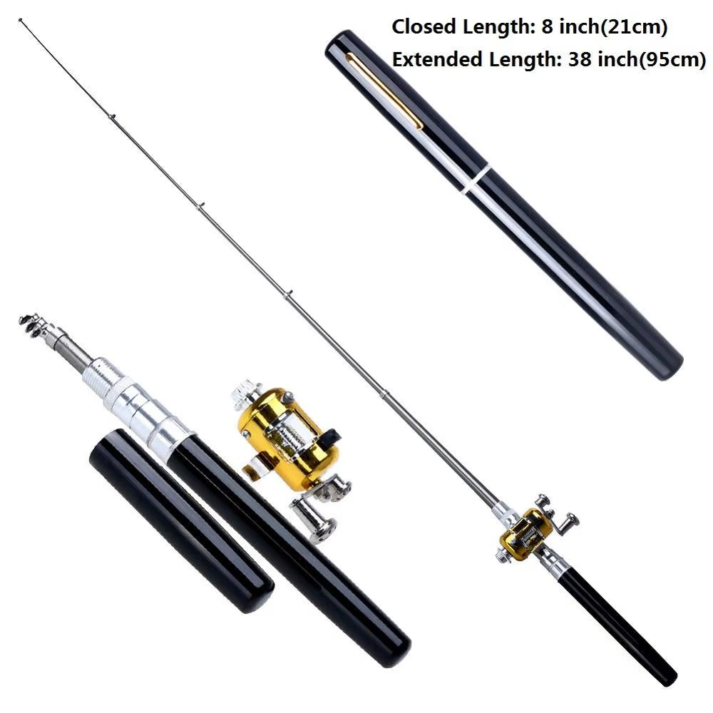Portable Telescopic Fishing Rod Pen Set - Lightweight Pocket Fishing Pole with Reel Wheel | Compact Mini Fishing Tackle for Travel, Camping & Outdoor Fishing