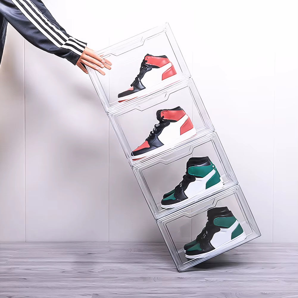 Acrylic Transparent Shoe Box | Stackable Clear Sneaker Display Case | Plastic Shoe Organizer for Home & Closet Storage