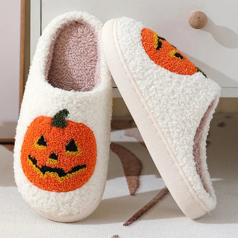 Halloween Pumpkin Slippers Warm Winter Slippers Men and Women Couples Indoor House Shoes