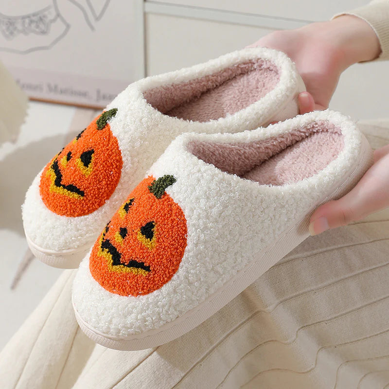 Halloween Pumpkin Slippers Warm Winter Slippers Men and Women Couples Indoor House Shoes