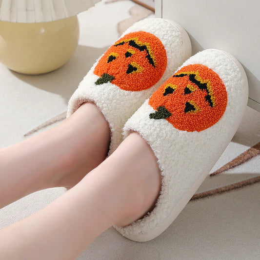 Halloween Pumpkin Slippers Warm Winter Slippers Men and Women Couples Indoor House Shoes