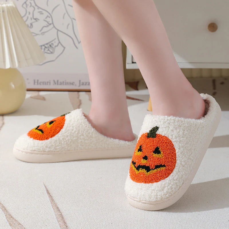 Halloween Pumpkin Slippers Warm Winter Slippers Men and Women Couples Indoor House Shoes