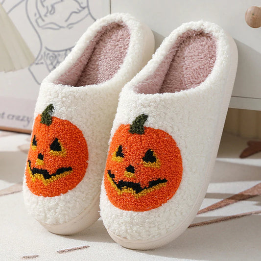Halloween Pumpkin Slippers Warm Winter Slippers Men and Women Couples Indoor House Shoes