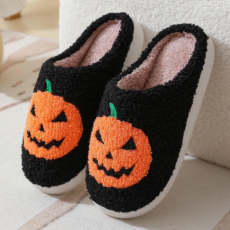 Halloween Pumpkin Slippers Warm Winter Slippers Men and Women Couples Indoor House Shoes