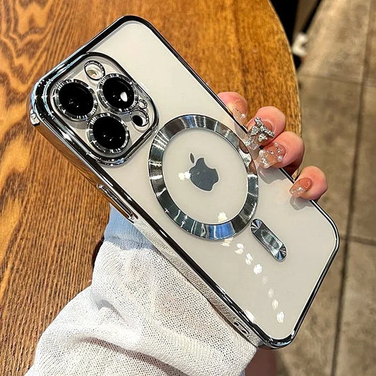 Elite Transparent MagSafe Wireless Charging Case for iPhone 11–17 Series – Luxury Magnetic Air Cushion Bumper