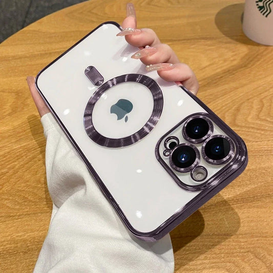 Elite Transparent MagSafe Wireless Charging Case for iPhone 11–17 Series – Luxury Magnetic Air Cushion Bumper