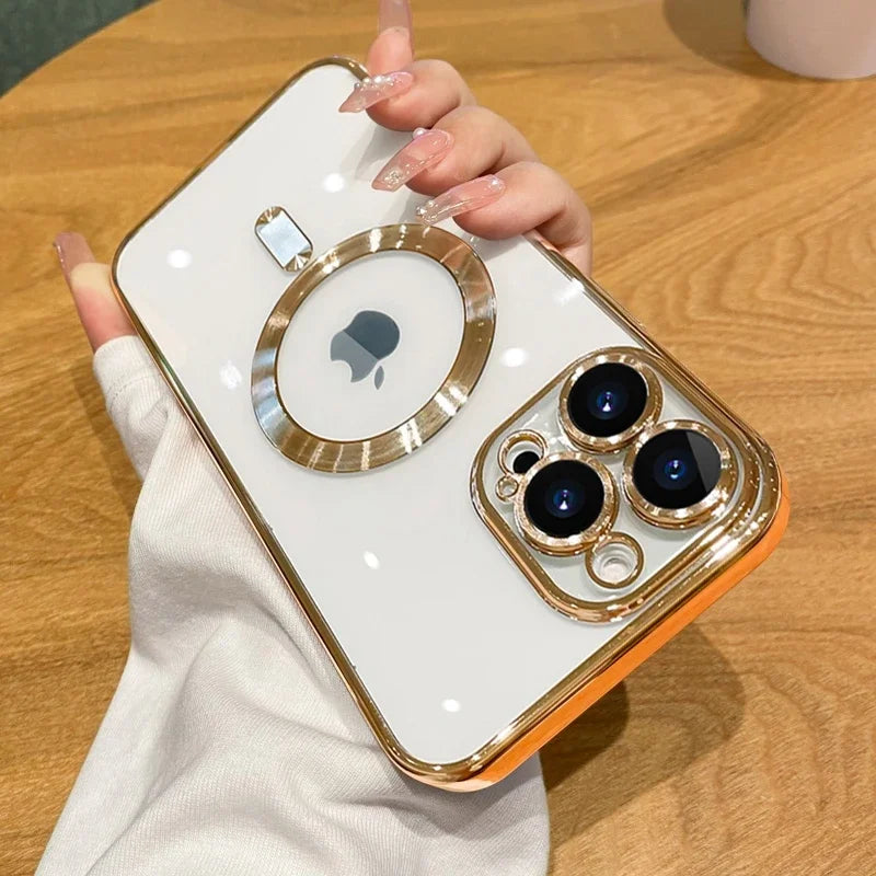 Elite Transparent MagSafe Wireless Charging Case for iPhone 11–17 Series – Luxury Magnetic Air Cushion Bumper